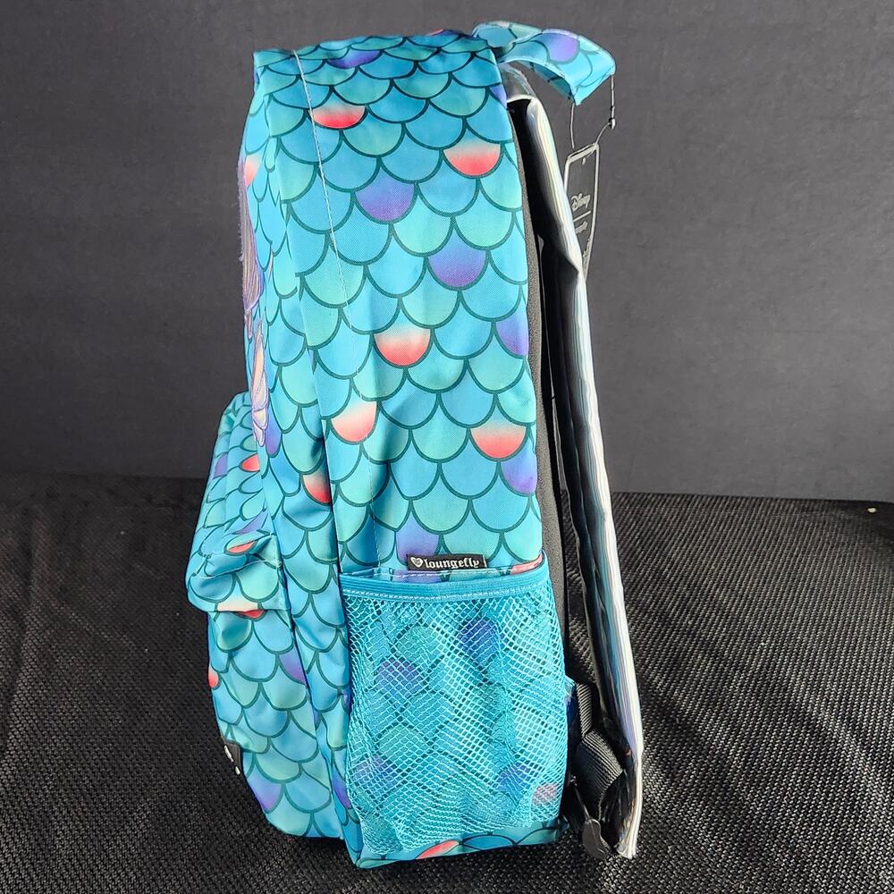 Loungefly Little Mermaid Heart Logo Backpack • 2018 • NWT • VHTF • Ariel Dongle - Picture 6 of 16